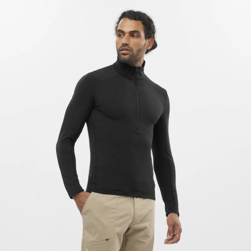 Black Salomon Outline Half Zip Men's Sweatshirt | IE MY1496